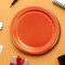 7 Inch Orange Color Round Paper Plates 24 Count for Desserts and Snacks